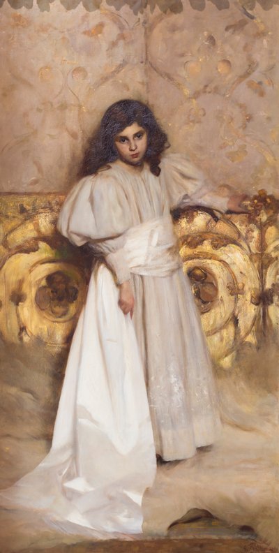 Portrait of the Daughter Irene by Cesare Tallone
