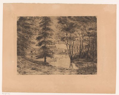 View of Ghlin Castle by Ch. Perrin (signed by artist)