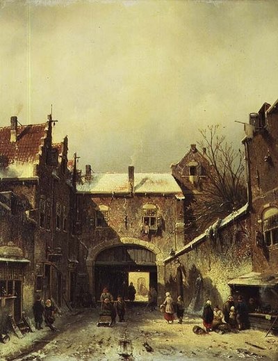 A Dutch Town in Winter by Charles Henri Joseph Leickert