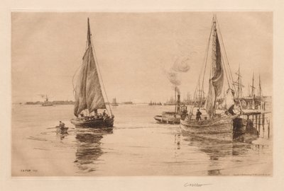 Two Sloops on the East River by Charles Adams Platt