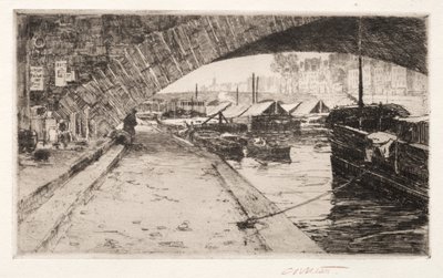 Under the Pont Marie, Paris by Charles Adams Platt