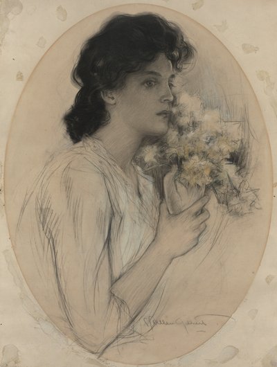 Girl with Flowers by Charles Allan Gilbert