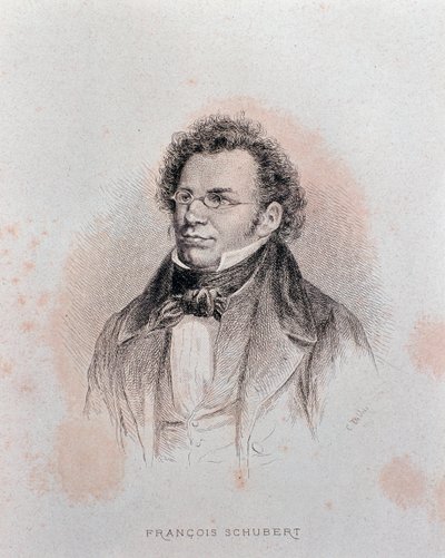 Portrait of Franz Schubert (engraving) by Charles Alphonse Deblois