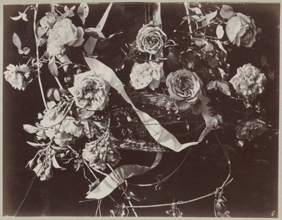 Flower Study with Basket and Ribbons by Charles Aubry (manner of)