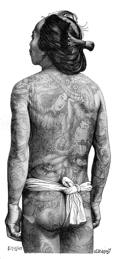 Japanese Man with a Tattooed Back by Charles Barbant