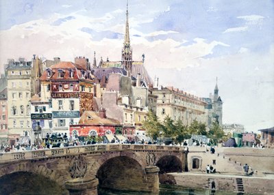 Saint-Michel Bridge, Paris, c1822-1878 by Charles Claude Pyne