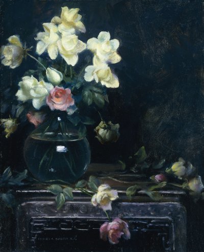 Roses in a Glass Vase by Charles Courtney Curran