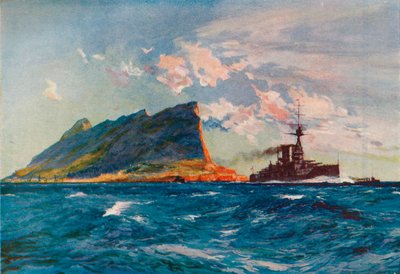 The Queen Elizabeth off Gibraltar by Charles Dixon