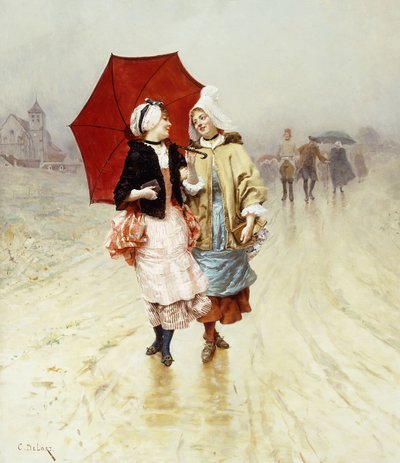 The Red Umbrella by Charles Edouard Delort