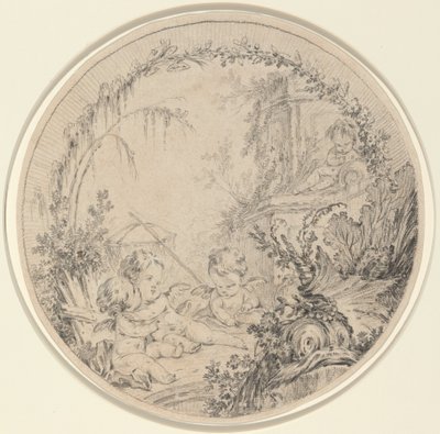 Three Putti with a Fishing Net by Charles Eisen