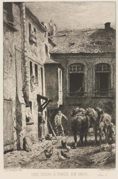 A Courtyard in Paris by Charles Emile Jacque