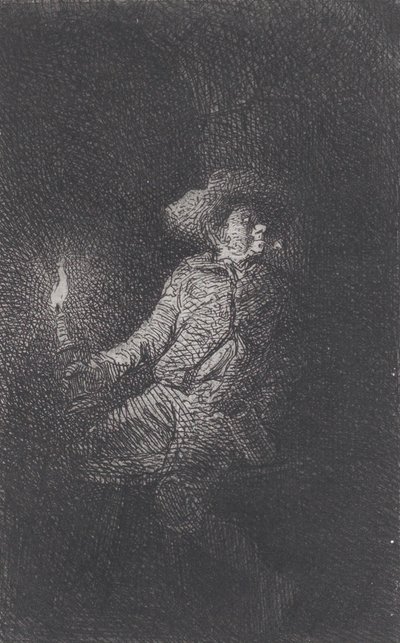 A Man in a Cave by Charles Emile Jacque