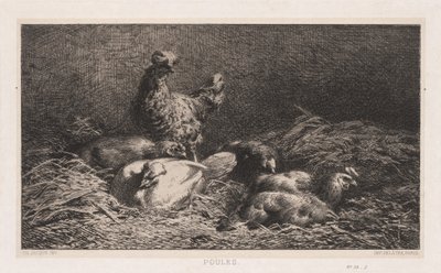 Chickens Poutes by Charles Emile Jacque