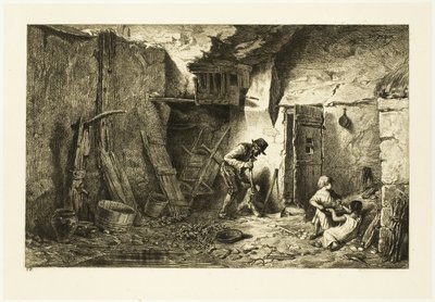 Courtyard by Charles Emile Jacque