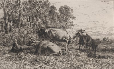 Dutch Cows, 1864 by Charles Emile Jacque