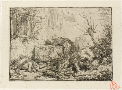 Farm Courtyard by Charles Emile Jacque