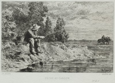 Fishing by Charles Emile Jacque