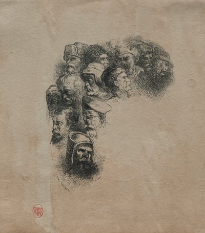 Group of Heads, after Greuze by Charles Emile Jacque