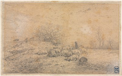 Herd of Pigs by Charles Emile Jacque