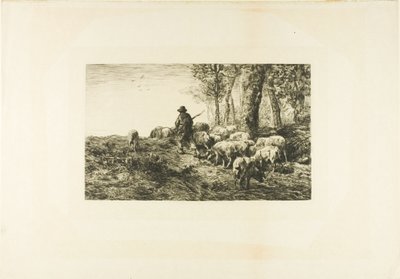Herd of Pigs with Swineherd by Charles Emile Jacque