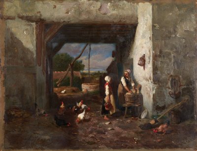 Chicken Yard by Charles Emile Jacque