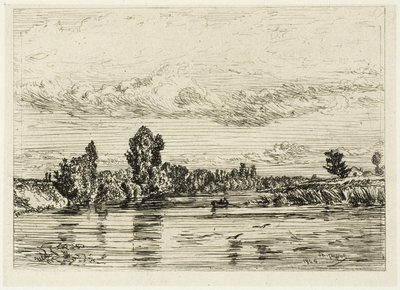 Landscape Near Asnières by Charles Emile Jacque