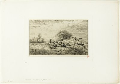 Landscape with Herd of Pigs by Charles Emile Jacque