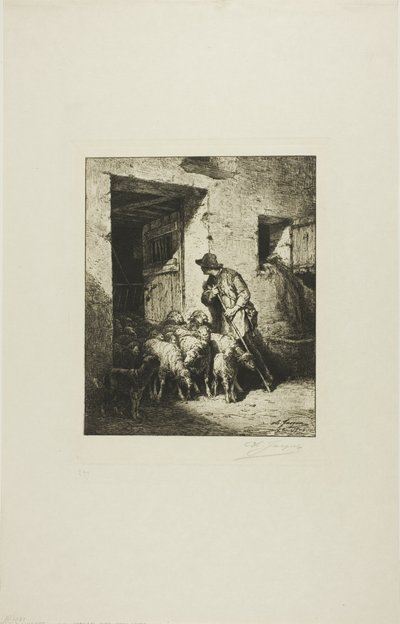 Letting the Sheep Out by Charles Emile Jacque
