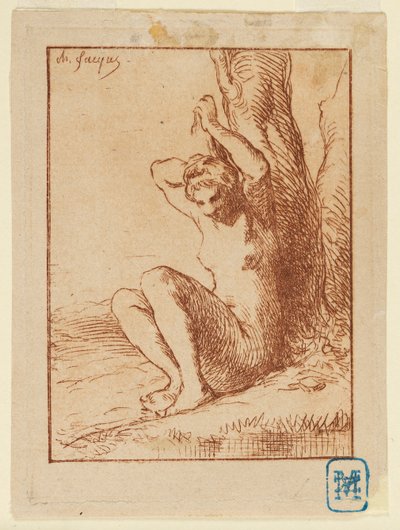 Nude Woman Seated by a Stream by Charles Emile Jacque