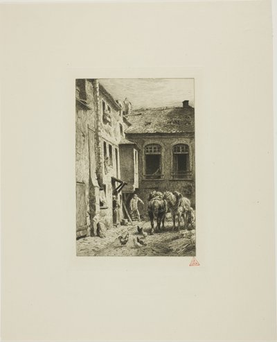 Parisian Courtyard by Charles Emile Jacque
