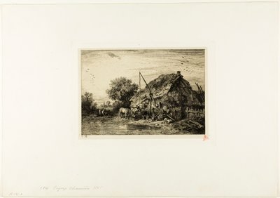 Peasant House with Pond by Charles Emile Jacque