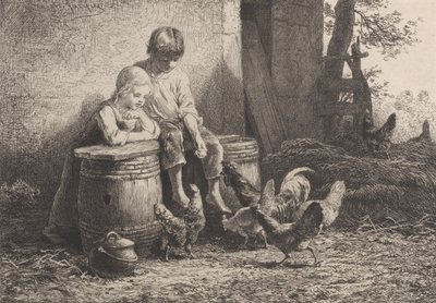 Petits, petits!! by Charles Emile Jacque