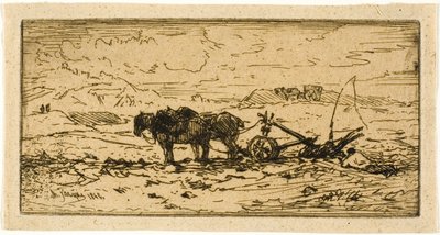 Plowman and His Team Resting by Charles Emile Jacque