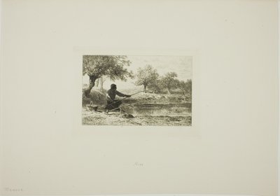Pole Fishing by Charles Emile Jacque