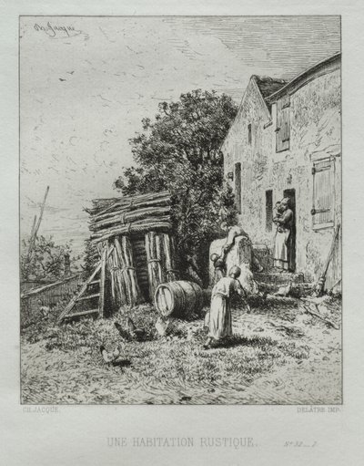 Rustic House by Charles Emile Jacque