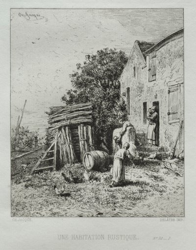 Rustic House by Charles Emile Jacque