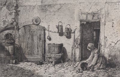 Scrubbing Woman, 1844 by Charles Emile Jacque