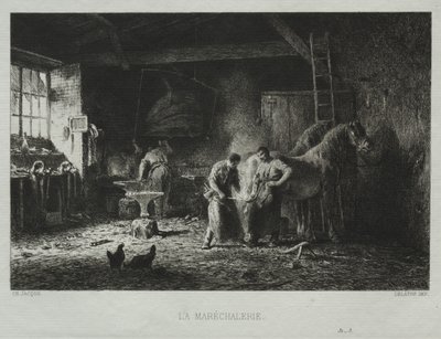 The Blacksmith Shop by Charles Emile Jacque