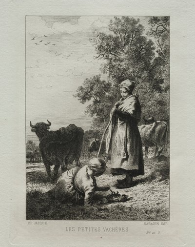 The Little Cowherds by Charles Emile Jacque