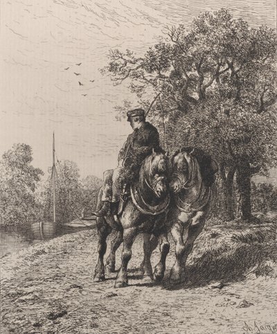 Towpath, 1864 by Charles Emile Jacque