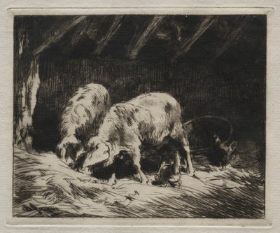 Two Pigs by Charles Emile Jacque