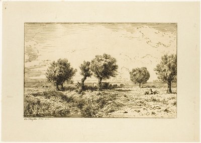 Willows in a Landscape by Charles Emile Jacque