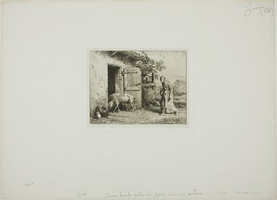 Woman Bringing Her Pigs Back Home by Charles Emile Jacque