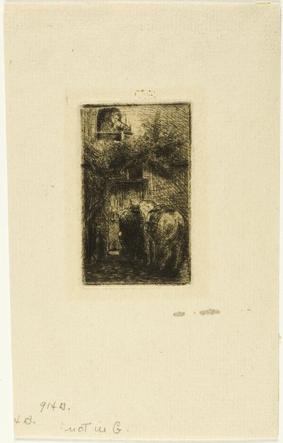 Woman at Window of Inn by Charles Emile Jacque