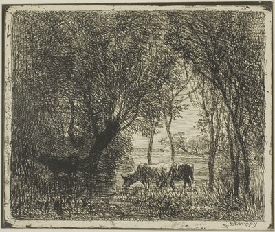 Cows in a Wood by Charles Francois Daubigny