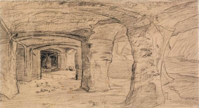 Rock Vaults in the Quarry at Auvers-sur-Oise by Charles Francois Daubigny