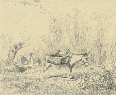 The Donkey in the Meadow by Charles Francois Daubigny