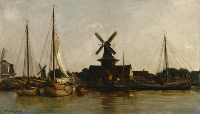 Mills at Dordrecht by Charles Francois Daubigny