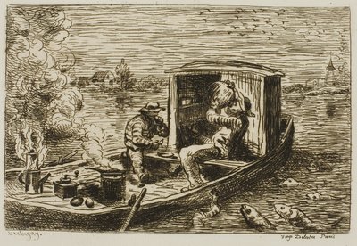 Swallowing (Meal on the Boat) by Charles Francois Daubigny