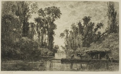 The Bezons Ferryboat by Charles Francois Daubigny